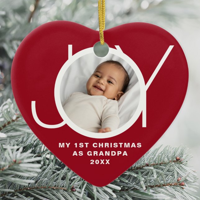 My First Christmas As Grandpa Photo Red Ceramic Tree Decoration (Creator Uploaded)