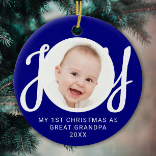 My First Christmas As Great Grandma Photo Blue Ceramic Tree Decoration