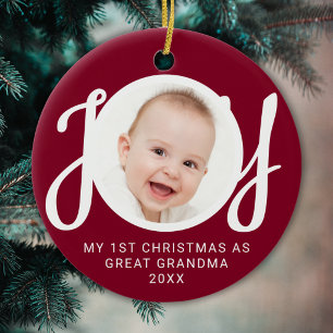 My First Christmas As Great Grandma Photo Maroon Ceramic Tree Decoration