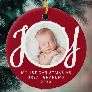 My First Christmas As Great Grandma Photo Red Ceramic Tree Decoration