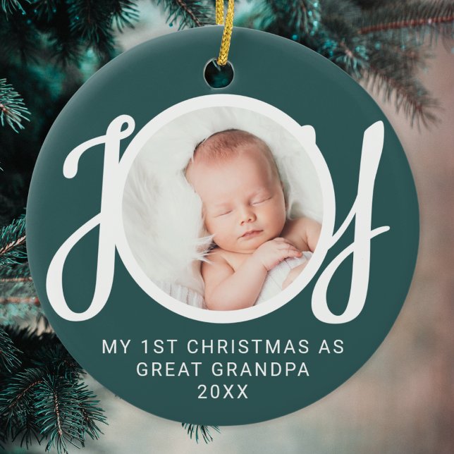 My First Christmas As Great Grandpa Photo Green Ceramic Tree Decoration (Creator Uploaded)