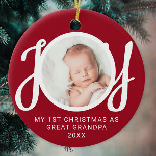 My First Christmas As Great Grandpa Photo Red Ceramic Tree Decoration