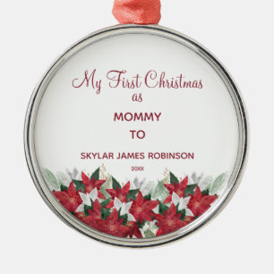 My First Christmas as Mommy Custom Baby Name Year Metal Tree Decoration