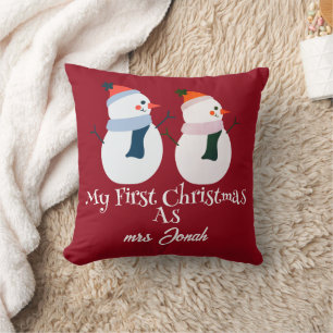 My First Christmas as Mr. and Mrs. Newlywed Cushion