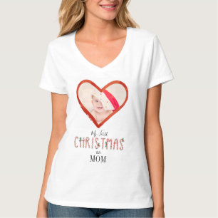 My First Christmas As Mum Love Heart Baby Photo T-Shirt