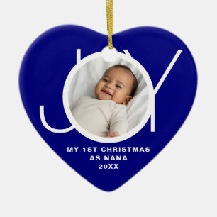 My First Christmas As Nana Photo Blue Ceramic Tree Decoration