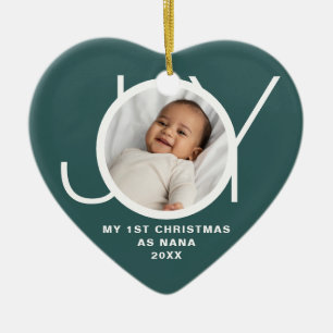 My First Christmas As Nana Photo Green Ceramic Tree Decoration