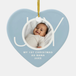 My First Christmas As Nana Photo Palr Blue Ceramic Tree Decoration