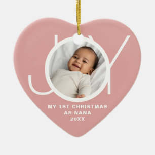 My First Christmas As Nana Photo Pink Ceramic Tree Decoration