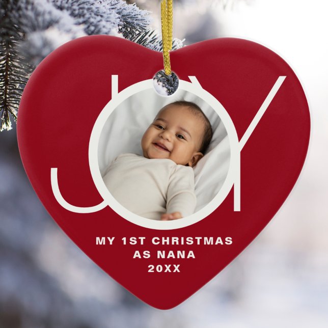 My First Christmas As Nana Photo Red Ceramic Tree Decoration (Creator Uploaded)