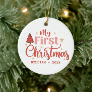 My first Christmas Baby 1st Xmas custom name  Ceramic Tree Decoration