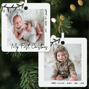 My First Christmas Baby 2 Photo Metal Tree Decoration