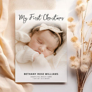 My First Christmas Baby Birth Photo Holiday Card
