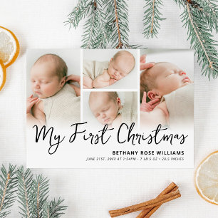 My First Christmas Baby Birth Photo Holiday Card