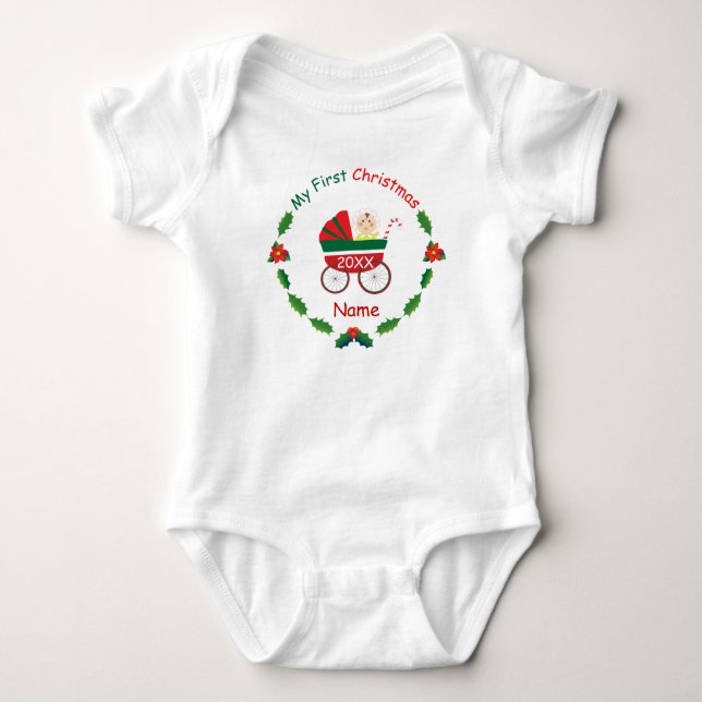 My First Christmas Baby Bodysuit (Front)