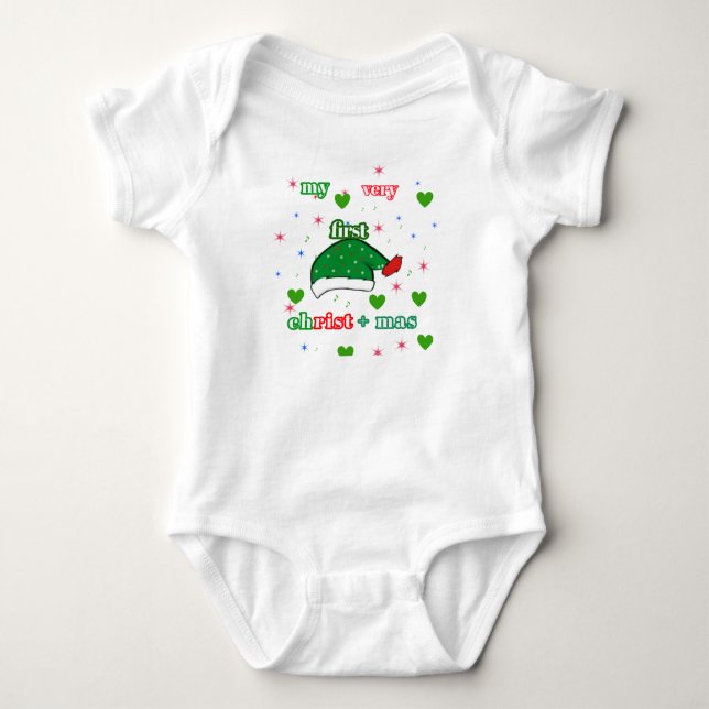 my first christmas  baby bodysuit (Front)