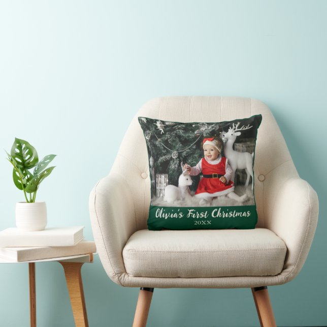 My First Christmas Baby Custom Photo Script Simple Cushion (Chair)