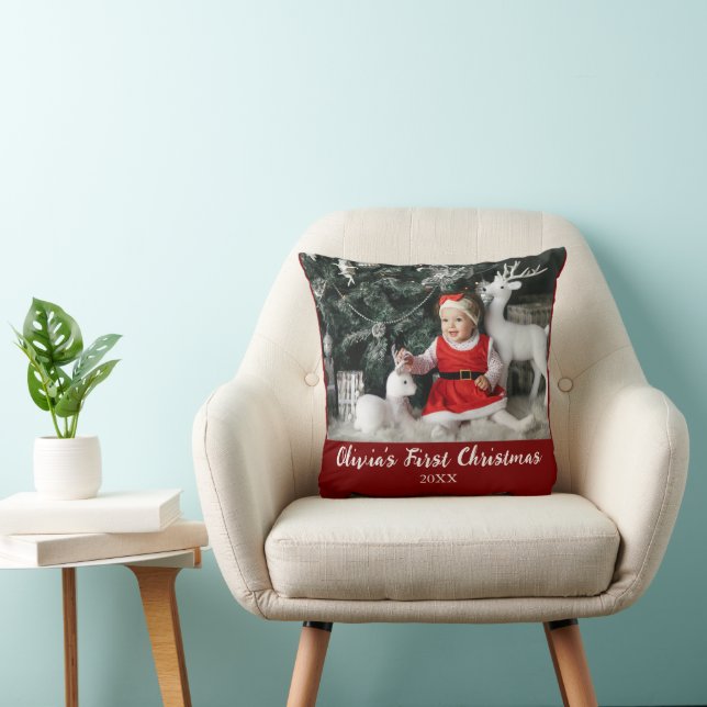 My First Christmas Baby Custom Photo Script Simple Cushion (Chair)