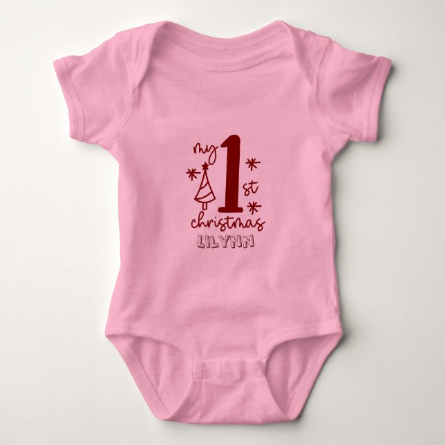 My First Christmas Baby Girl Baby Bodysuit (Front)