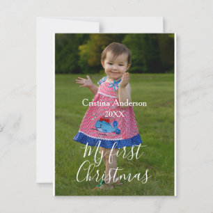my first Christmas baby girl photo name year simpl Postcard