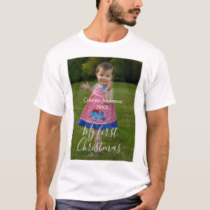 my first Christmas baby girl photo name year simpl T-Shirt