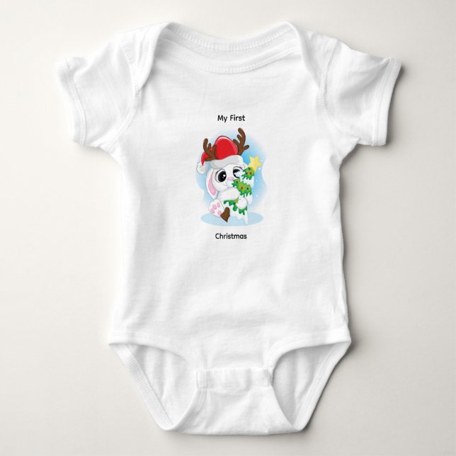 My First Christmas Baby Grow Newborn Christmas Baby Bodysuit (Front)