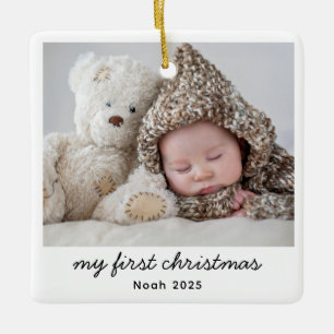 My First Christmas Baby Photo Keepsake Ceramic Ornament