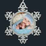 My First Christmas Baby Photo Light Blue Snowflake Pewter Christmas Ornament<br><div class="desc">My First Christmas Baby Photo Blue Snowflake Pewter Christmas Ornament</div>