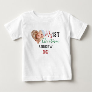 My First Christmas Baby Photo Personalise Name T-Shirt