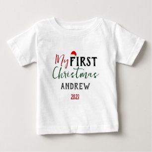 My First Christmas Baby Photo Personalise Name  T-Shirt