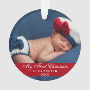 My First Christmas Baby Photo Red Ornament