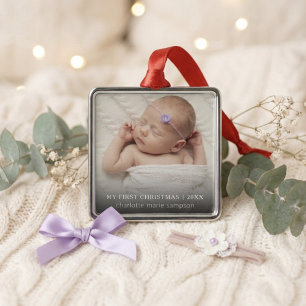 My First Christmas Baby Photo Silver Frame Metal Tree Decoration