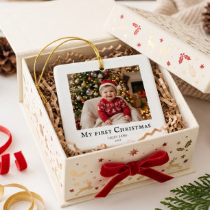 My First Christmas baby photo White Ceramic Ornament