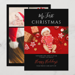 My First Christmas Baby Photos Modern Holiday Card