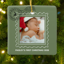 My First Christmas Baby Postal Stamp Photo