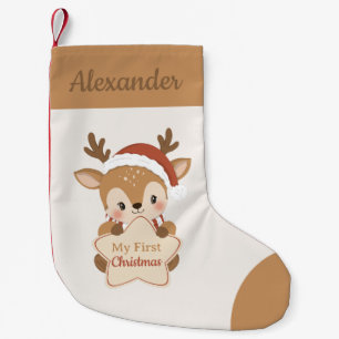 My First Christmas Baby Reindeer Custom Small Christmas Stocking