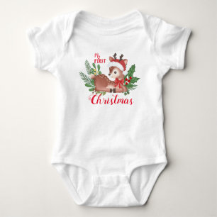 My First Christmas baby reindeer matching outfit  Bodysuit