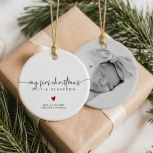 My First Christmas Baby Stats Photo Ornament