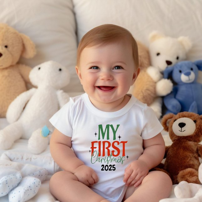 My First Christmas Bright Star Personalised Year  Baby T-Shirt (Creator Uploaded)