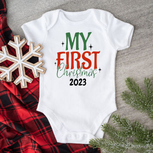 My First Christmas Bright Star Year Personalized Baby Bodysuit