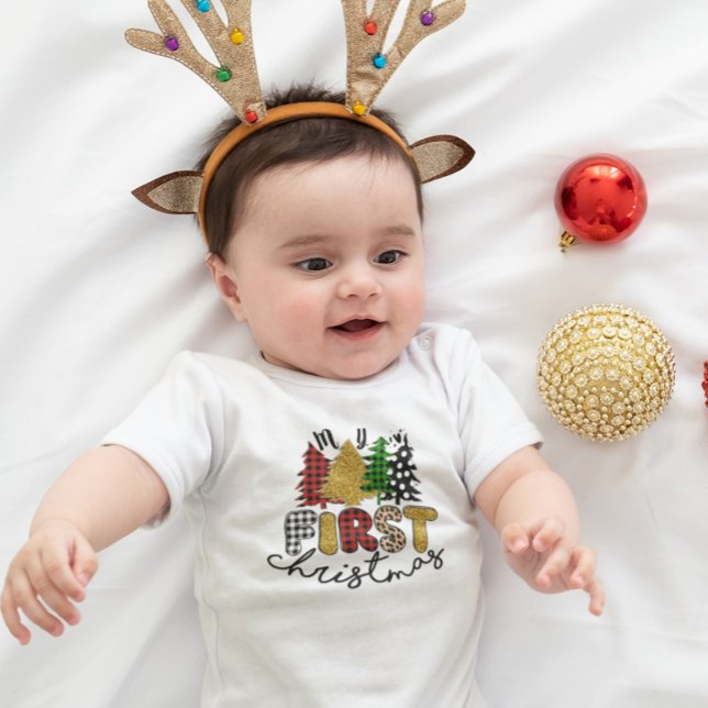 My First Christmas Colourful Trees  Baby Bodysuit (Creator Uploaded)