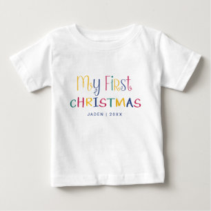 My First Christmas Custom Baby Holiday Colourful  T-Shirt