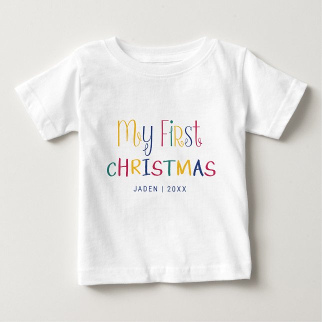 My First Christmas Custom Baby Holiday Colourful  T-Shirt (Front)