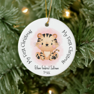 My First Christmas Custom Name Tiger Christmas Ceramic Tree Decoration