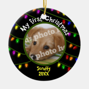 My First Christmas Custom Pet Photo Fun Lights Ceramic Tree Decoration