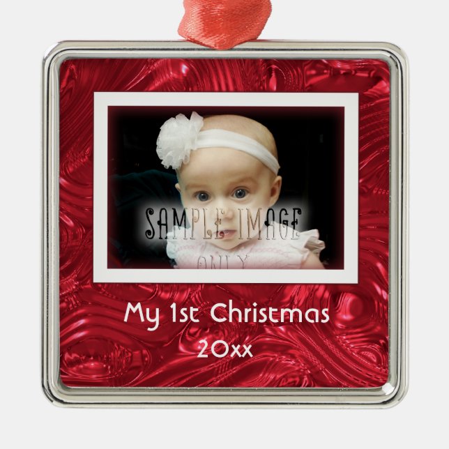 My First Christmas Custom Photo Frame Ornament (Front)