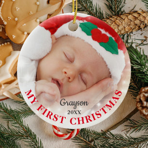 My First Christmas Custom Xmas Photo Ceramic Tree Decoration