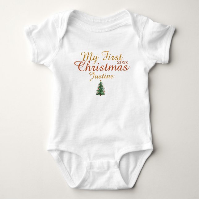 My First Christmas | Customisable Baby's Design Baby Bodysuit (Front)