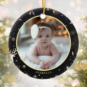 My First Christmas Cute Modern Baby Photo  Ceramic Tree Decoration