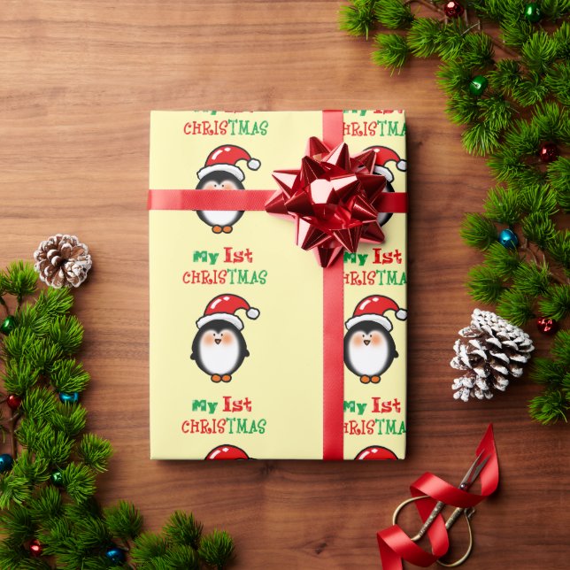 My First Christmas Cute Penguin Wrapping Paper (Holiday Gift)